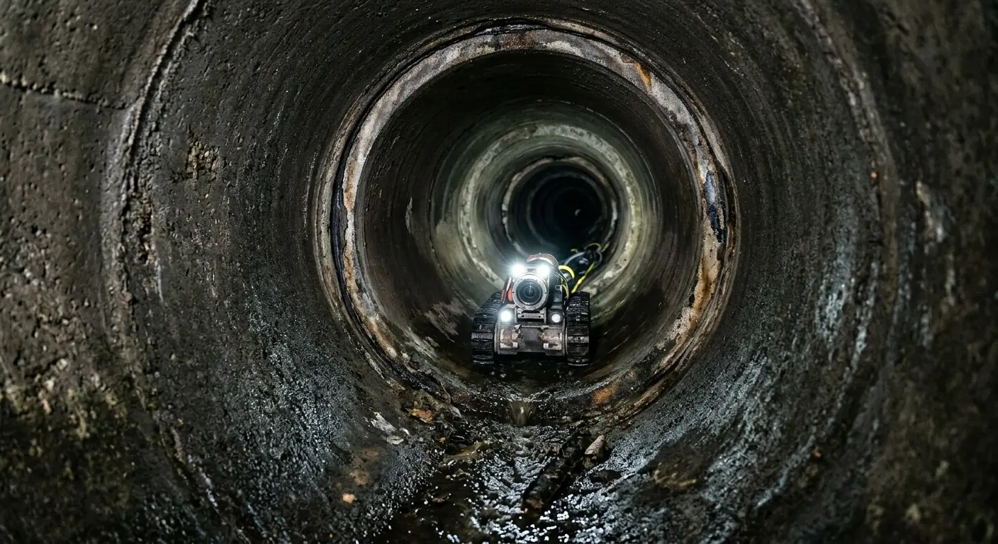 Robotic sewer camera inspecting pipe interior for Drain Snake Service in Kahaluu